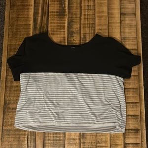Half Black Half Stripe Crop Top